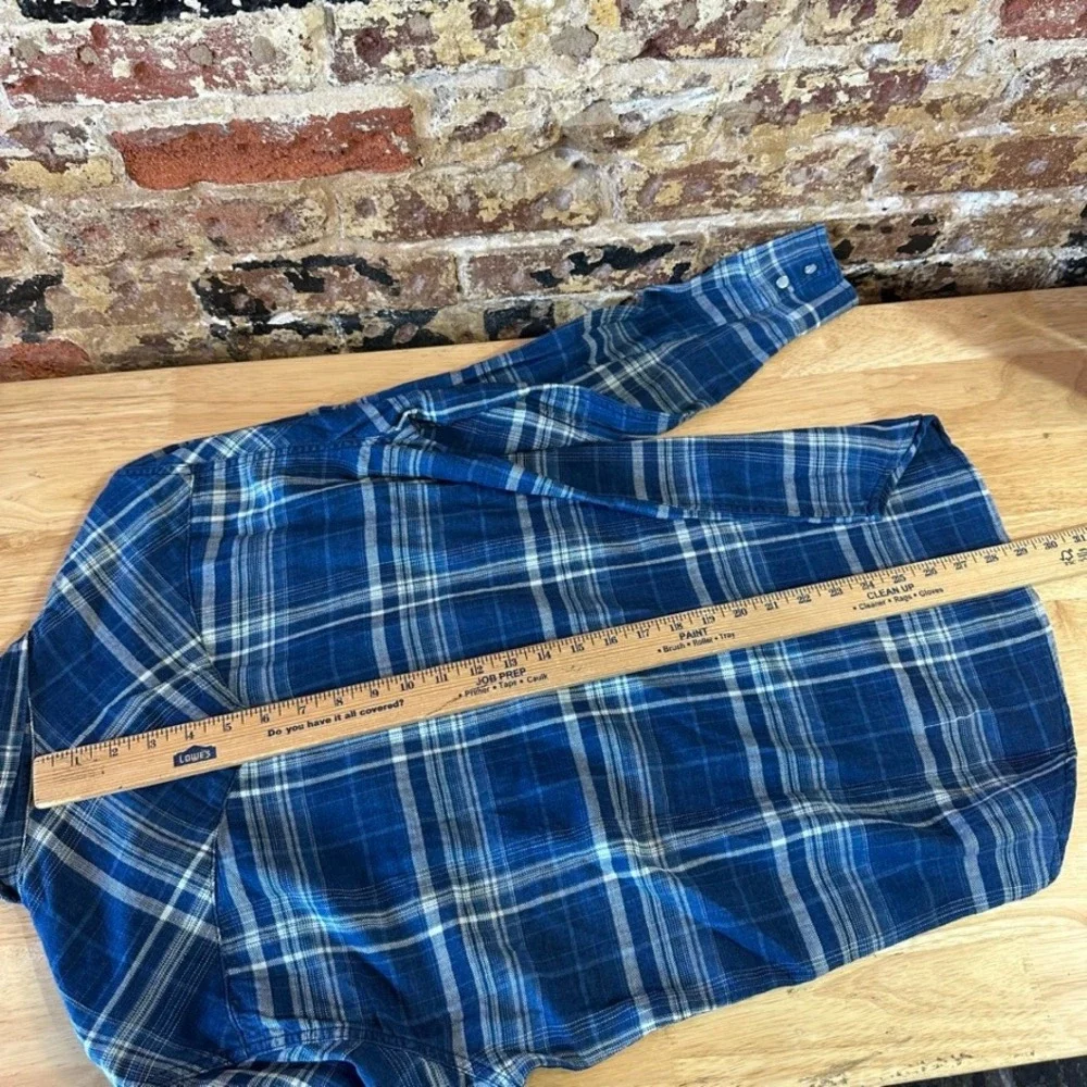 Levis Pearl Snap Shirt Long Sleeve Western Mens Medium Blue Plaid Levi's NEW